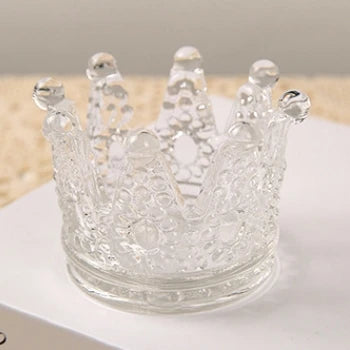 5PCS Small Crown Glass Candlestick Decoration Retro Desktop Decoration Prop Gold Edge Amber Style Crown Decoration Leedoar