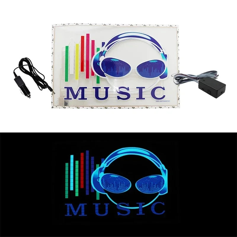 Car Music Rhythm Lamp Windshield LED Sound Activated Equalizer Neon EL Light Music Rhythm Flash Creative Rear Window Sticker DIY Leedoar