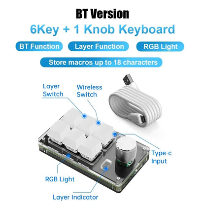 Programming Macro Custom Knob Keyboard RGB 3 Key Copy Paste Mini Button Photoshop Gaming Keypad Mechanical Hotswap Macropad