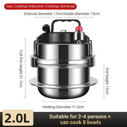 Olla arrocera portátil de acero inoxidable 304 para exteriores, pequeña olla a presión de 1,6 l y 2 l, herramienta de cocina para cocinar rápidamente