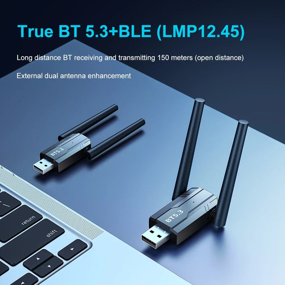 150M Bluetooth 5.4 5.3 5.0 Adapter Free Driver USB Bluetooth Dongle Adaptador For PC