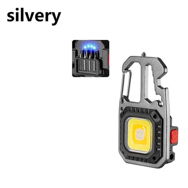 Mini COB LED Flashlight Keychain Light Multifunctional Portable Lamp USB Charging Emergency Lights Outdoor Work Camping Lantern Leedoar