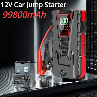 99800mAh Car Jump Starter Device 12v Strong Portable Power Bank Automotive Battery Charger System Start Operating Auto Booster Leedoar