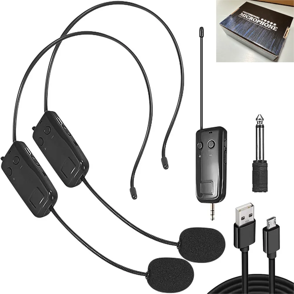 2.4G Head-mounted Wireless Lavalier Microphone Set Transmitter with Receiver for Amplifier Voice Speaker Teaching Tour Guide Leedoar