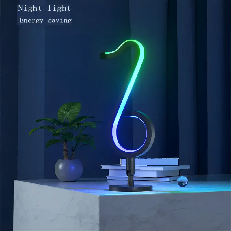 Modern Decorative Color Dimmable RGB Atmosphere Ambient Light Smart APP Remote Control Music Symphony Table LED Night Light Leedoar