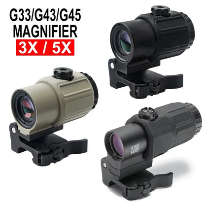 Tactical Eotech G33 G43 G45 Sight Fixed 3X 5X Magnifier Scope With Switch to Side Quick Detachable QD Mount For Airsoft Hunting Leedoar