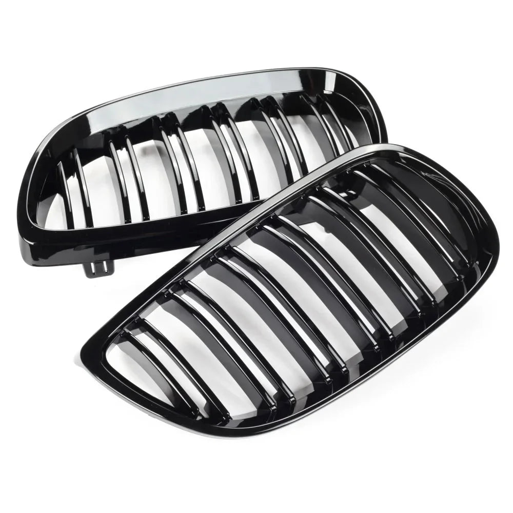 Applicable to the Front  Bumper Face of the BMW 5 Series E60E61 Modified with a Bright Back Dual Iine Grille From 2004 to 2009 Leedoar