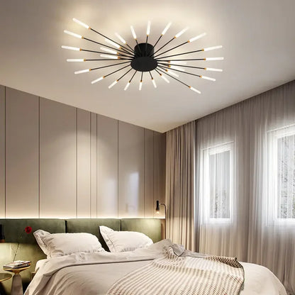 Lámpara de techo LED moderna con diseño de fuegos artificiales para sala de estar, dormitorio, decoración del hogar, lámpara colgante para interiores 