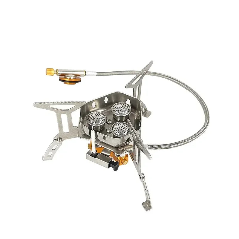 Outdoor Portable Three-head Stove Camping Windproof Stove Camping Picnic Burner Outdoor Folding Gas Stove Leedoar