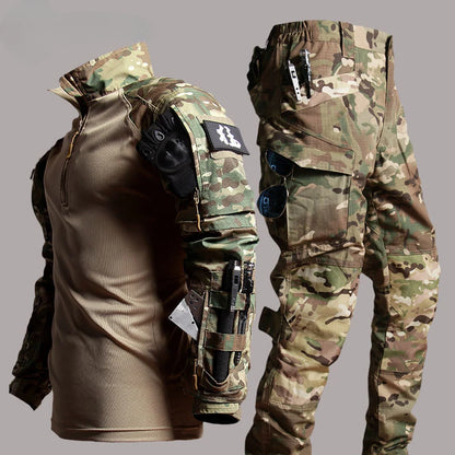 Men's Tactical Frog Suit Airsoft Outdoor Clothes Military Paintball SWAT Assault Shirts Special Forces Uniform Pants for Men Leedoar