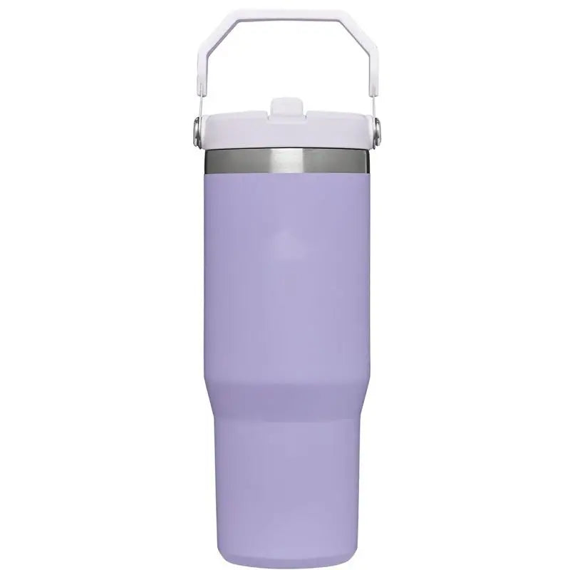 Vaso con pajita de 30 oz/887 ml, termo de acero inoxidable con tapa de pajita, taza para coche, asa de vacío, sello aislante 