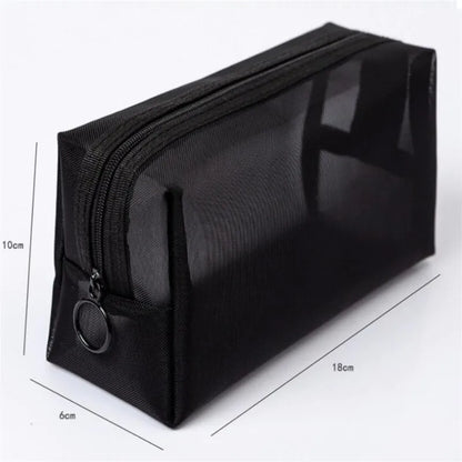 1Pcs Preto Mulheres Homens Necessário Bolsa de Cosméticos Transparente Organizador de Viagem Moda Grande Pequeno Preto Bolsas de Higiene Pessoal Bolsa de Maquiagem 