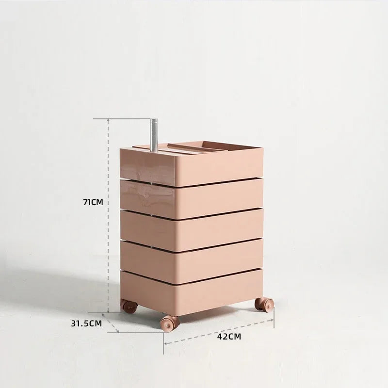 Multi Functional Movable Storage Cabinet Household Storage Cabinet Rotatable Bedside Table Minimalist Home Decoration Leedoar