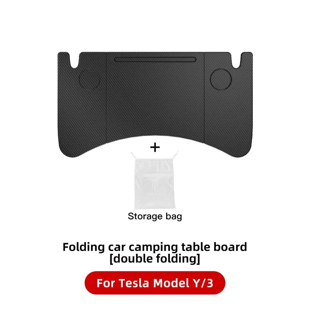 Suitable for Tesla Model 3Y in Car Dining Tray Small Table Board Multifunctional Three Fold Car Office Folding Table Board Tools Leedoar