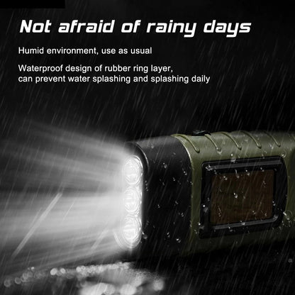 SONGMEN Portable Solar Powered LED Flashlight Outdoor Hiking Camping Tent Light Hand Charge Cranked Trekking Emergency Light Leedoar