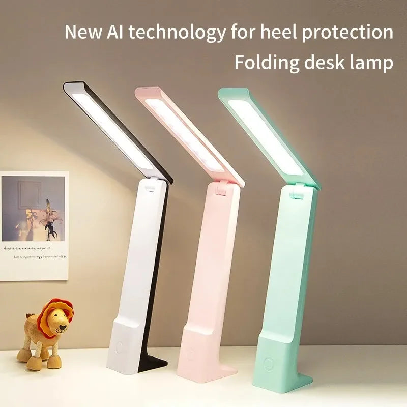 LED Folding Desk Lamp With Touch Dimming USB Rechargeable Bedroom Bedside Table Lamps For Study Reading Office Student Supply Leedoar