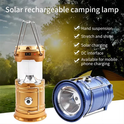 Linterna de camping con cargador solar portátil, lámpara LED para exteriores, lámpara plegable para tienda de campaña, linterna recargable por USB 