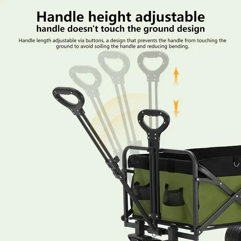 Camping Aircraft Wheeled Trolley Outdoor Foldable Manual Trolley Portable Outdoor Camping Trailer Pull Rod Rear Leedoar