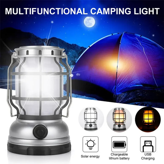 Portable Solar Camping Lantern Type-C USB Rechargeable Solar Powered Fishing Lanterns Led Outdoor Light For Bar Restaurant Leedoar