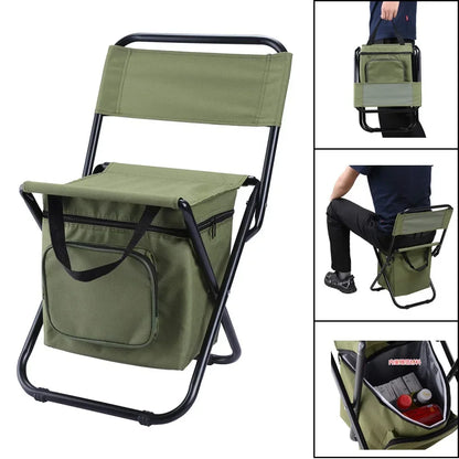 Outdoor Folding Chair 200kg Large Weight Bearing Leisure Camp Ice Pack Chair with Storage Bag Backrest Insulation Fishing Chair Leedoar