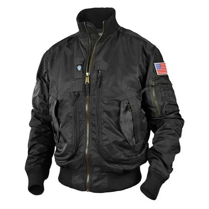 Chaquetas militares tácticas para hombre, chaqueta de béisbol de piloto con bolsillos grandes, chaqueta de la fuerza aérea, chaqueta de bombardero verde militar, ropa de abrigo de motociclista con cuello alto 