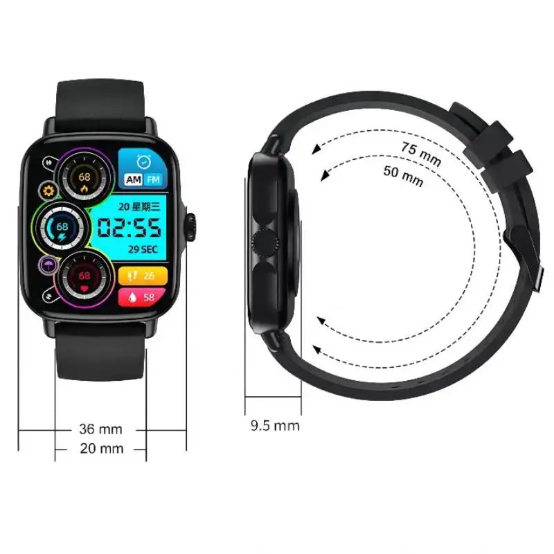 AW18 Smart Watch Men Women 1.69 Inch DaFit APP GPRS Running Track Bluetooth Calls Music Player Outdoor Sports Fashion Smartwatch Leedoar