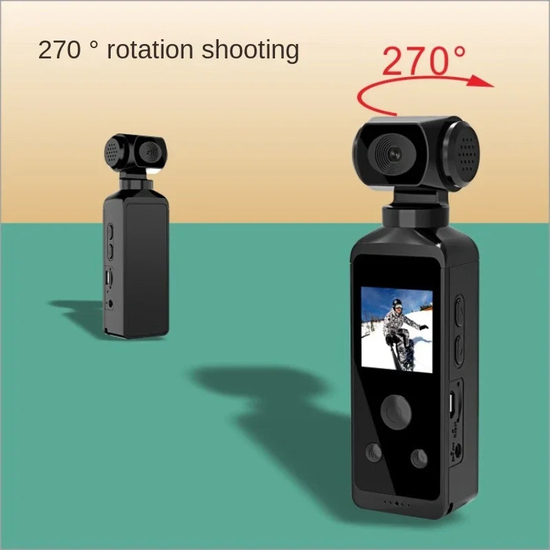 4K HD Pocket Action Camera 270° Rotatable Wifi Mini Sports Camera with Waterproof Case for Helmet Travel Bicycle Driver Recorder Leedoar