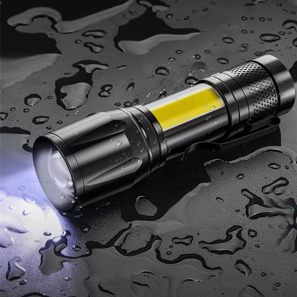 Aluminum Alloy Telescopic Pen Clip Flashlight 513 Mini Zoom Cob Side Light Gift Usb Charging Bright Portable LED Leedoar