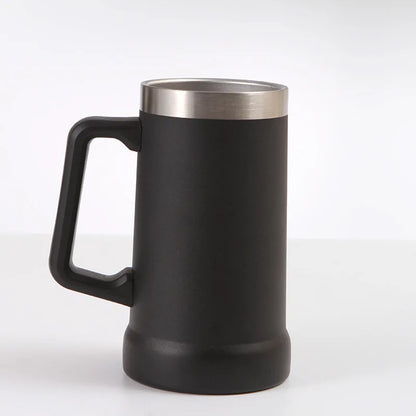 304 Stainless Steel Handle Cup 24oz Portable Large Capacity Beer Cup with High Aesthetic Value Sealed and Leak Proof Vacuum Cup Leedoar