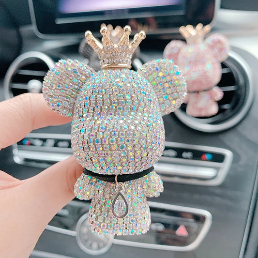 Coroa Criativa Diamante Urso Bonito Perfume de Carro Fragrância Clipe de Ar Ursos Aroma Decoração de Carro Ambientador Acessórios de Decoração 