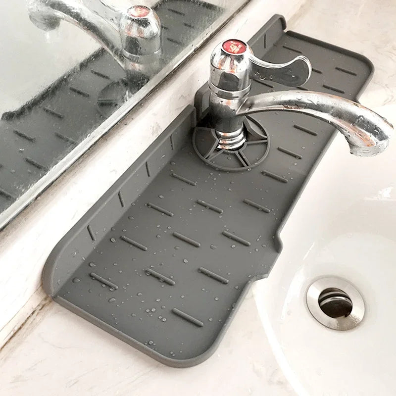 Kitchen Faucet Silicone Mat Splash Proof Bathroom Countertop Protector Quick Drying Silicone Tray Sink Drainage Household Items Leedoar