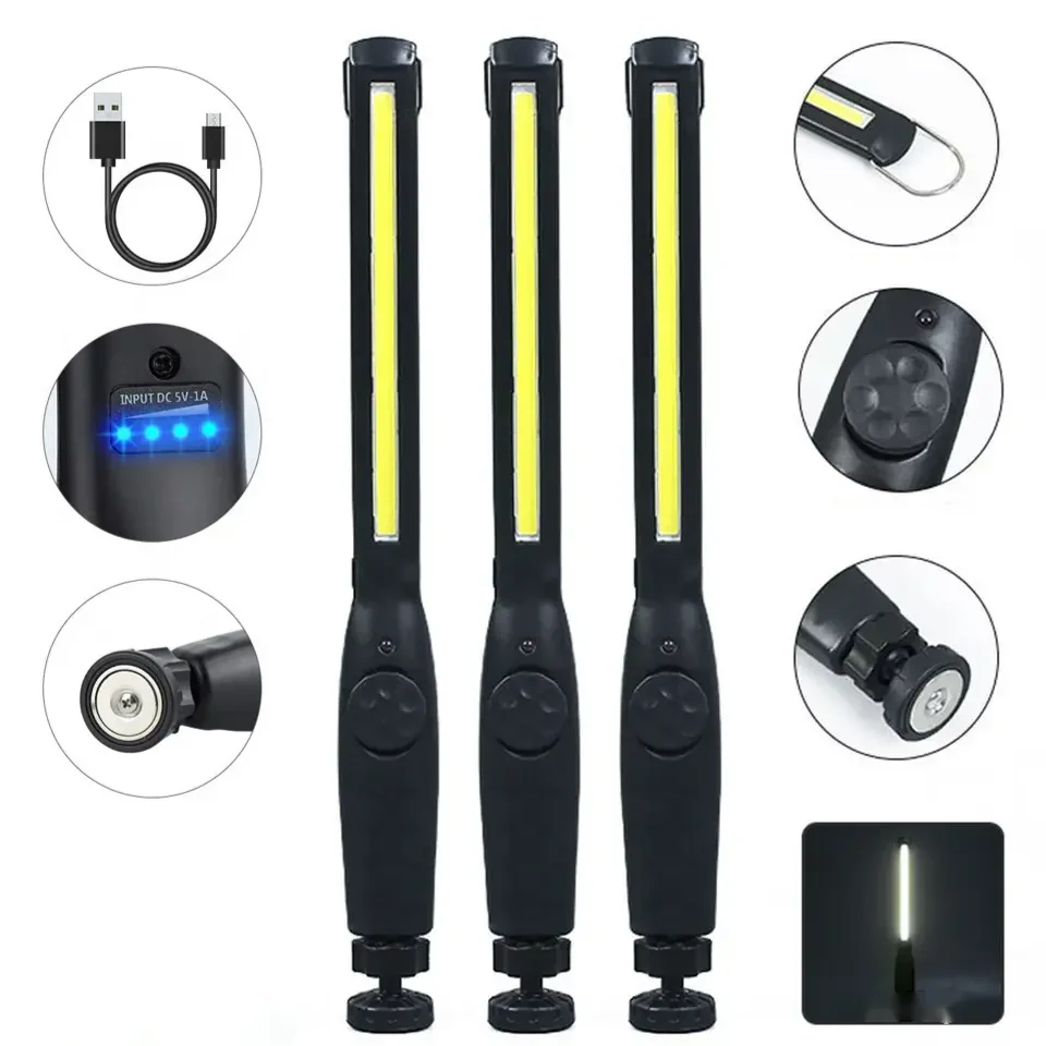 Portable COB LED Work Light Flashlight With Hook USB Charging Power Display Rotatable Floodlight Flashlight Work Emergency Leedoar