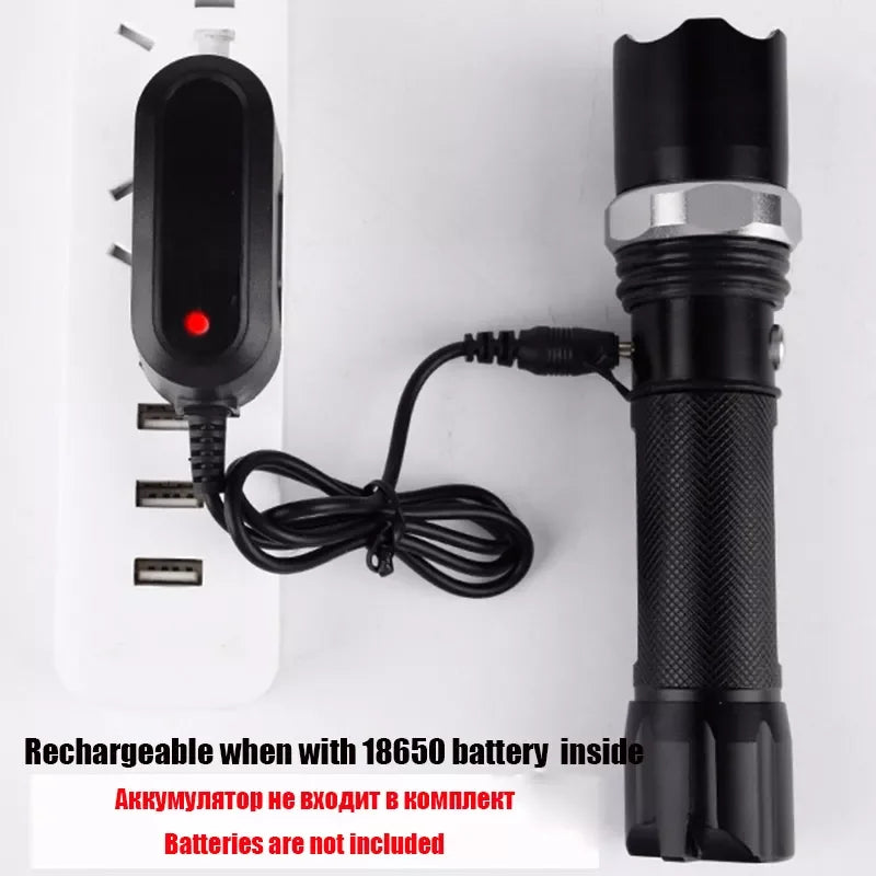 New LED Charging Zoom Aluminum Alloy Outdoor Waterproof Strong Light Multi-Function Household Portable Flashlight Leedoar