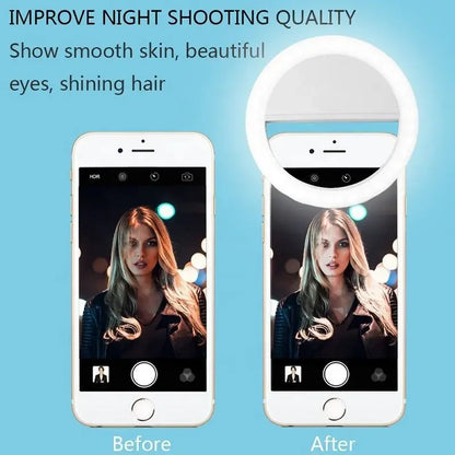 Mini Multifunctional Smart Dimming Universal mini portable rechargeable mobile phone camera makeup LED Selfie Ring Light Leedoar