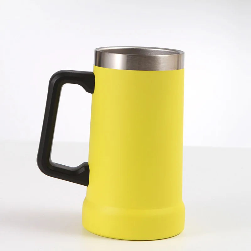 304 Stainless Steel Handle Cup 24oz Portable Large Capacity Beer Cup with High Aesthetic Value Sealed and Leak Proof Vacuum Cup Leedoar