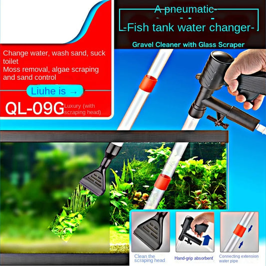 Pneumatic Sand Washer Fish Tank Water Exchanger Semi-automatic Water Change Pipe For Small Fish Tanks Leedoar