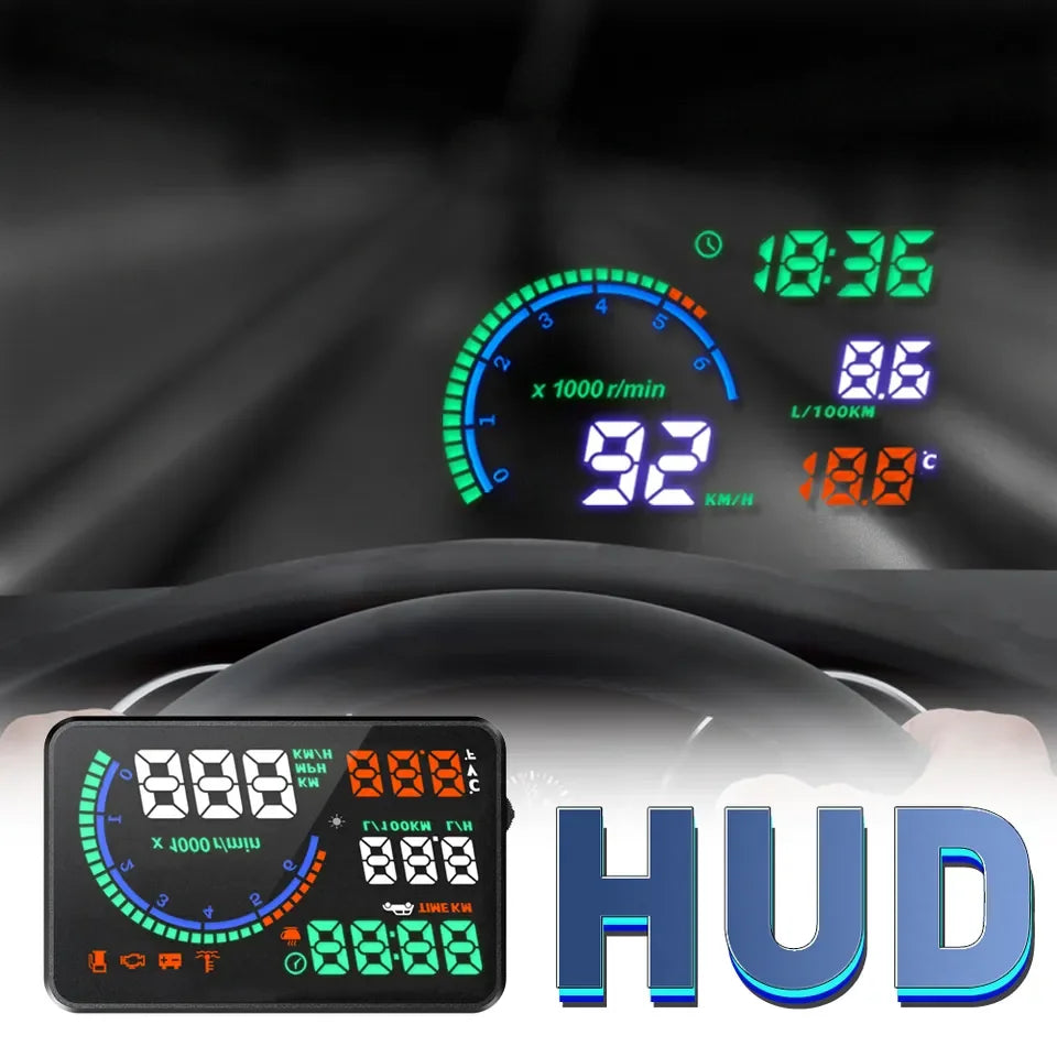 Veículo montado HUD Head-Up Display Veículo geral OBD Trip Computer Head Up HD Multi-Função Projetor de velocidade do veículo 