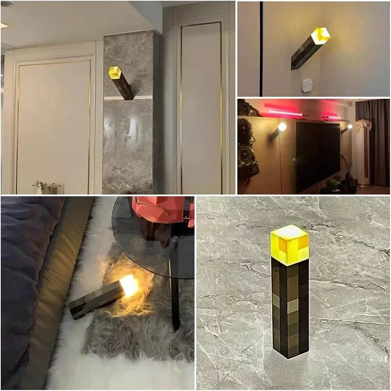 Bedroom Decorative Light Brownstone Flashlight Torch Lamp  LED Night Light USB Charging with Buckle 11inch Leedoar