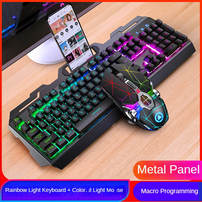 GX2 Wired Combo 104 Keys LED Light Keyboard And Mouse Changeable Waterproof RGB Backlit Keyboard Mouse Set for Desktop Laptop