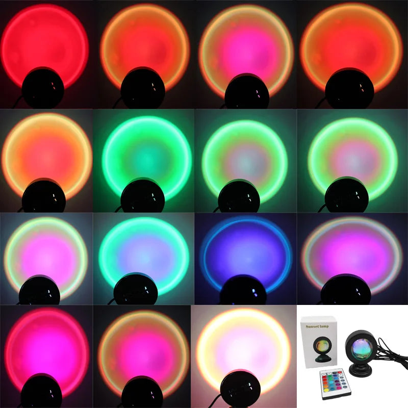 USB Indoor Atmosphere Light Rainbow Projection Sunset Light Ocean Skyline Dawn Sunset Bedroom Living Room Decoration Light Leedoar