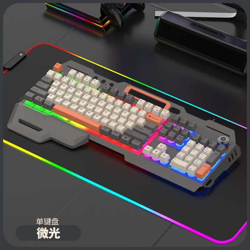 XUNSVFOX K90 Conjunto de teclado e mouse para jogos com fio, moderno, três cores, luz mecânica, sensação, teclado para jogos com fio russo 