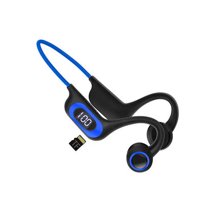 Bone Conduction Earphone Wireless Bluetooth 5.3 Headphone Outdoor Sport Earbud Headset with 32GB SD Card for Android Ios Leedoar