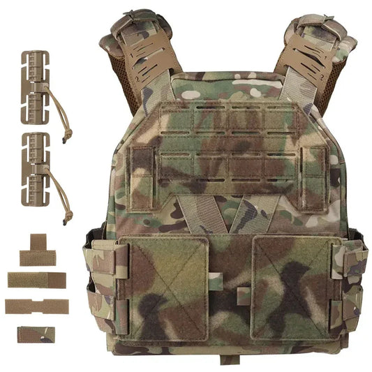 Chaleco táctico KZ con portaplacas, chaleco de caza, cómodo, ligero, utilitario, MOLLE, de liberación rápida, Agilit, equipo militar para Airsoft del ejército