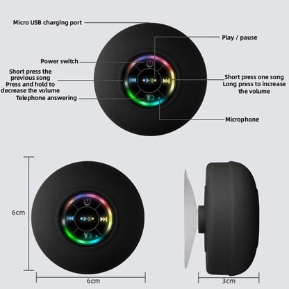 Mini alto-falante Bluetooth à prova d'água para banheiro, áudio sem fio, alto-falantes de chuveiro, luz RGB para telefone, barra de som, alto-falante para carro, mãos livres 