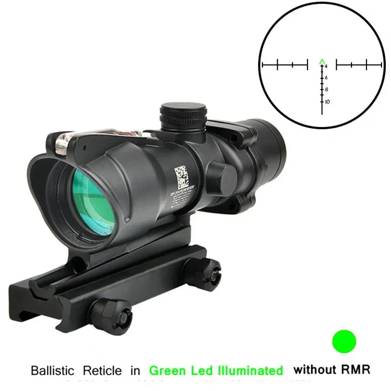 Tactical Optical Sight Hunting Sight 4X32 with RMR Real Fiber Red Green Dot Illumination Herringbone Glass Etched Reticles Leedoar