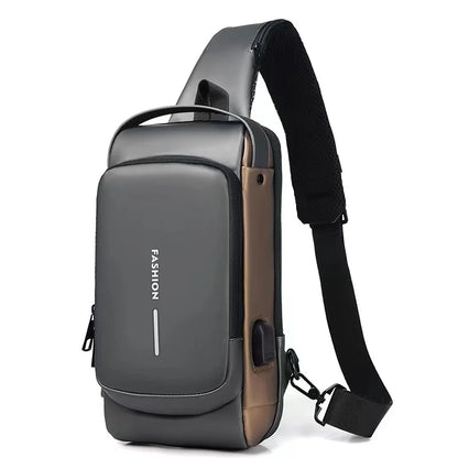 Bolso de pecho multifunción para hombre, bolso bandolera deportivo con carga USB, antirrobo y bloqueo de contraseña para andar en motocicleta 