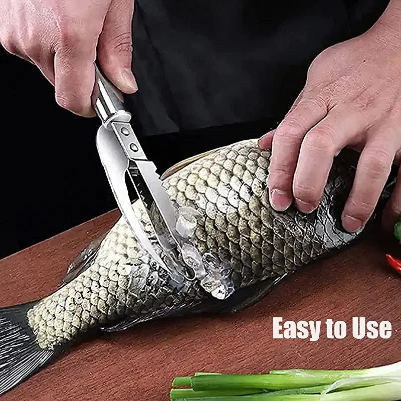 Stainless Steel 3 In 1 Fish Scale Knife Cut/Scrape/Dig Maw Knife Scale Scraper Sawtooth Peelers Scraping Boning Filleting Leedoar