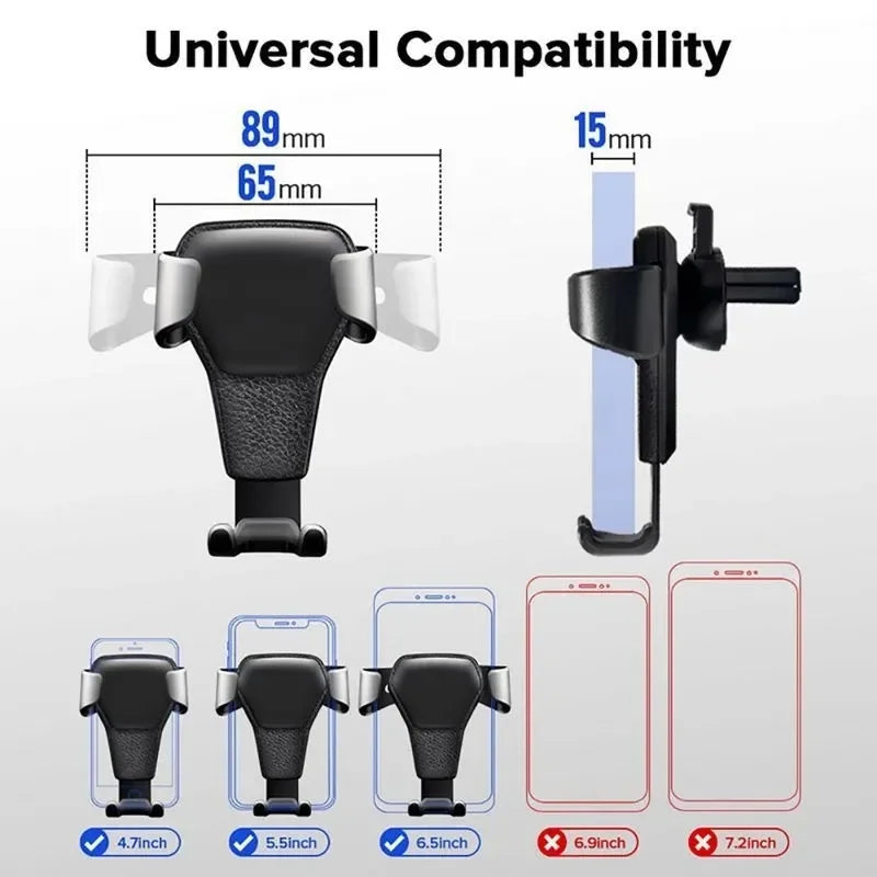 Car Mobile Phone Holder For Phone In Car Air Vent Mount Stand Cell Phone Holder Universal Gravity Smartphone Support Leedoar