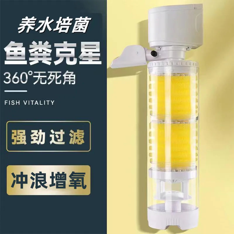 Fish Tank Filter Three One Fish Toilet Water Purification Suction Increased Oxygen Circulation Pump Feces Collection Separator Leedoar