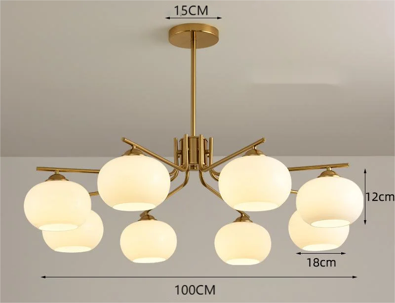 Lustre de bola de vidro para sala de estar e jantar com design nórdico, lustre de cobre luxuoso para sala de estar e sala de jantar 